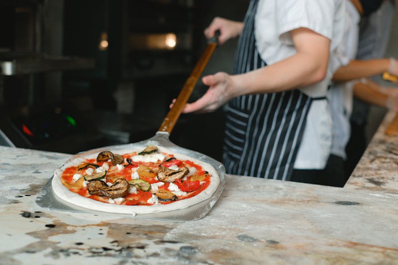 Pizzana restaurant interior with warm lighting and vibrant decor
