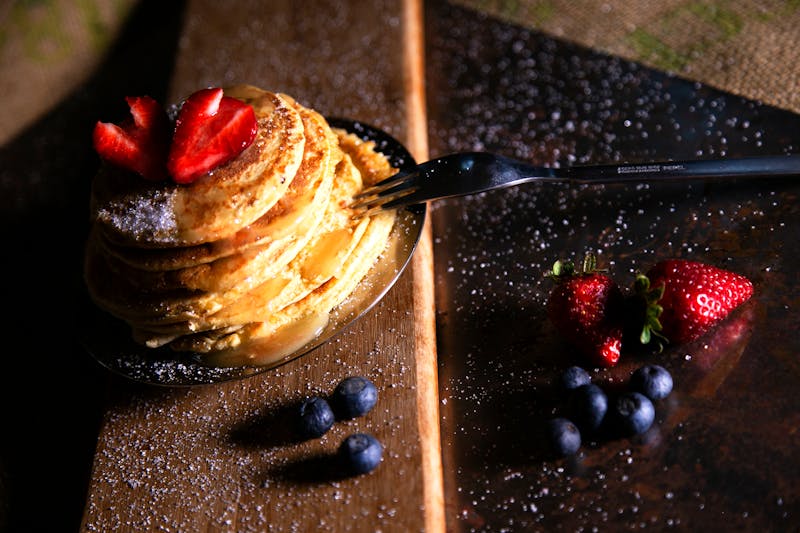 Morning brunch stack with fresh ingredients at Pizzana Houston